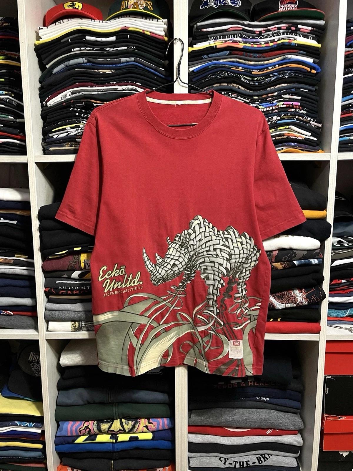 Vintage Y2K Ecko Unltd Big Logo Hip Hop Rap Skate Grunge T-Shirt Size L Red S