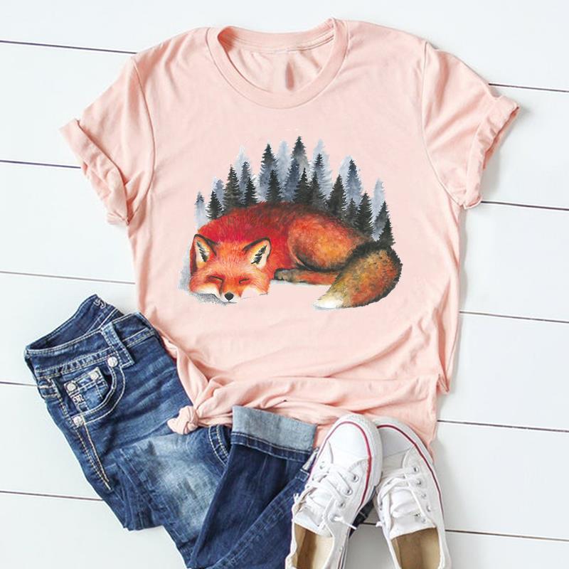 Animal Print Womens Graphic Tshirt Europe And United States Popular Dress Blouse Tops for Ladies Polyester fabric