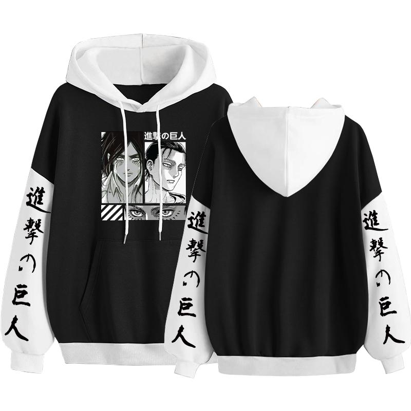 

Харадзюку Аниме Манга Атака Титанов Эрен Графический Принт Толстовка с Капюшоном Мужчины Женщины Популярные Худи Оверсайз Пуловер Мужская Толстовка XS