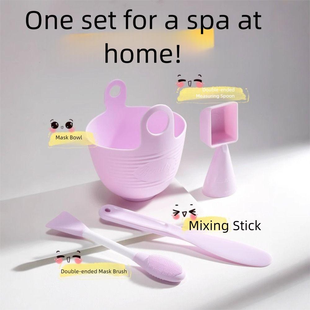 3/4Pcs Mixing Stick Silicone Face Mask Mixing Bowl Set DIY Soft Mask Bowl Brushes Face Care Portable Facial Mask Tools Kit Women