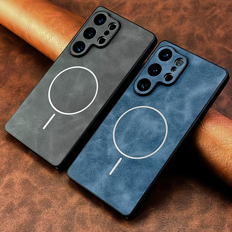 Leather Magnetic Phone Case for Samsung Galaxy S26 Ultra S25 S24 Plus S23 S22 S21 FE for Magsafe Lens Protection Cover