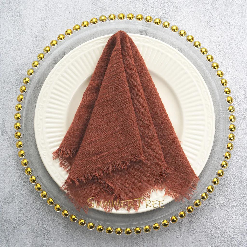 10pcs 32x32cm Cloth Napkins Pure Cotton Gauze Soft Napkin Handkerchief Vintage Banquet Garden Party Wedding Table Decoration