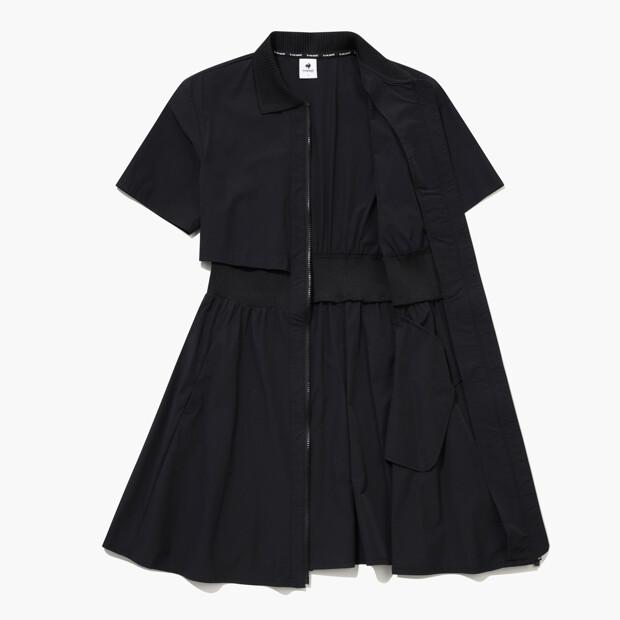 LECOQ GOLF Women'S Full-Zip Woven Collar Dress Black Gr122Lop11