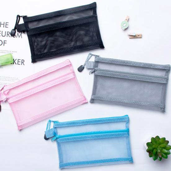 File Bag Storage Holder with Lanyard Zipper Closure Large Capacity Portable Transparent Document Storage Bag Office Supplies