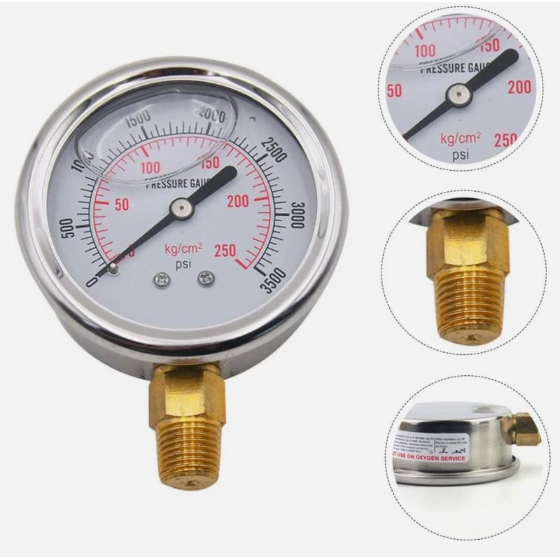 Oil Pressure Gauge Stainless Steel Construction for Water Gas Pressure Meters