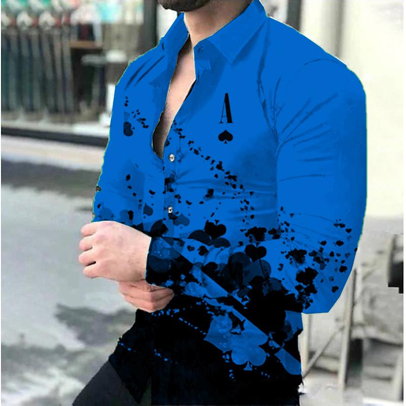 Men's Shirts Poker Black Pink White a Series of Men's New Casual Outdoor Party New 2024 Men's New Tops