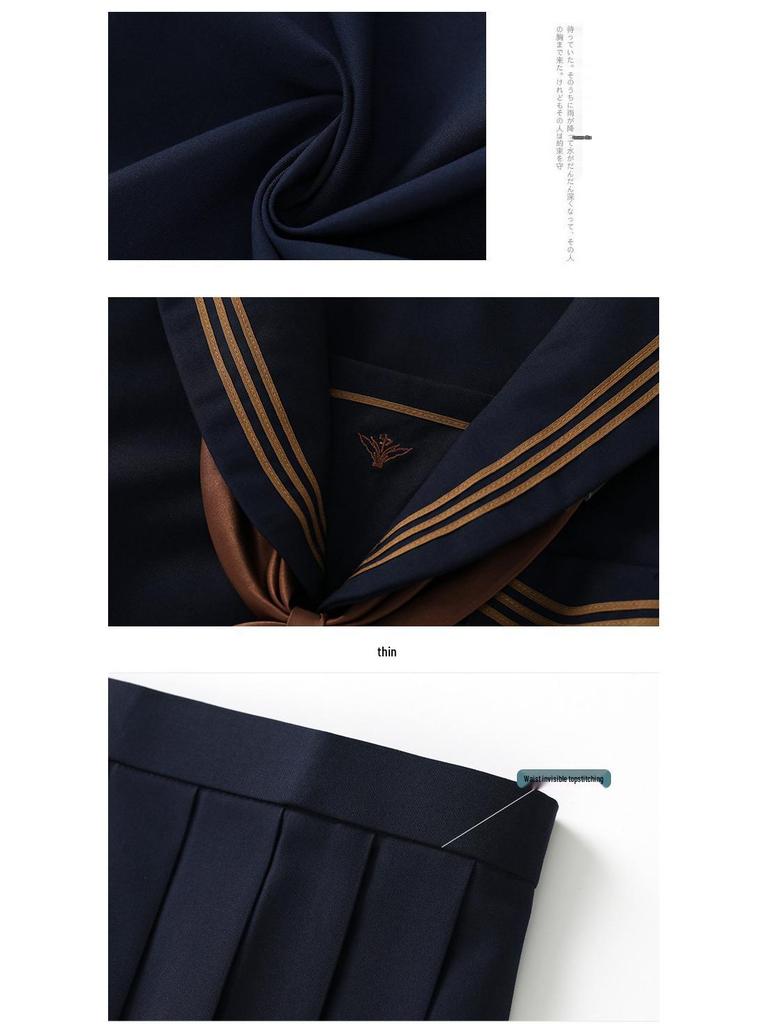 Authentische Marineblaue JK Uniform - Mittel Langärmeliges Herbst/Winter Matrosenanzug Set