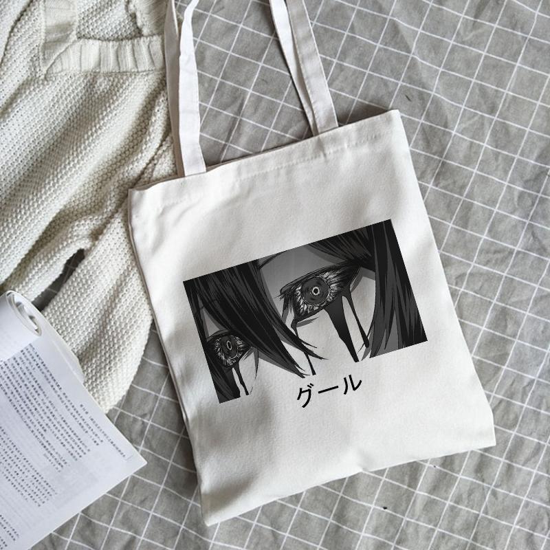 

Harajuku Y2k Аниме Мультфильм Холщовая сумка ins Женская сумка большой емкости Японская повседневная сумка-шопер Хип-хоп Готическая женская сумка на плечо 24*26cm белый