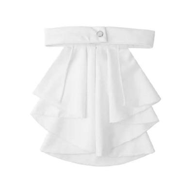 Elegant White Ruffled Jabot Victorian Renaissances Detachable Faux Collar for Themed Gatherings and Theatrical Wear