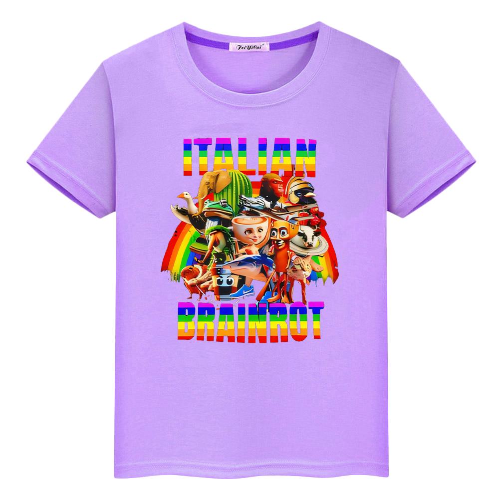 Italian Brainrot T Shirt for Kids Boy 10years  Print  100%Cotton Cartoon Tees Short  Anime Tops Y2k One Piece Kids Clothes Girls