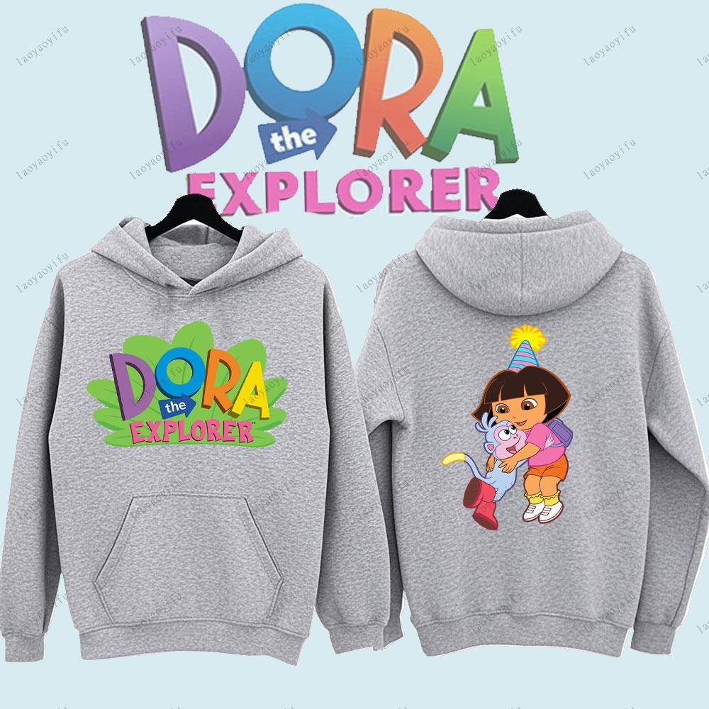 Dora The Explorer Cute Anime Cartoon Pullover Unisex Men's Sportswear for Autumn and Winter Tracksuit Streetwear Men