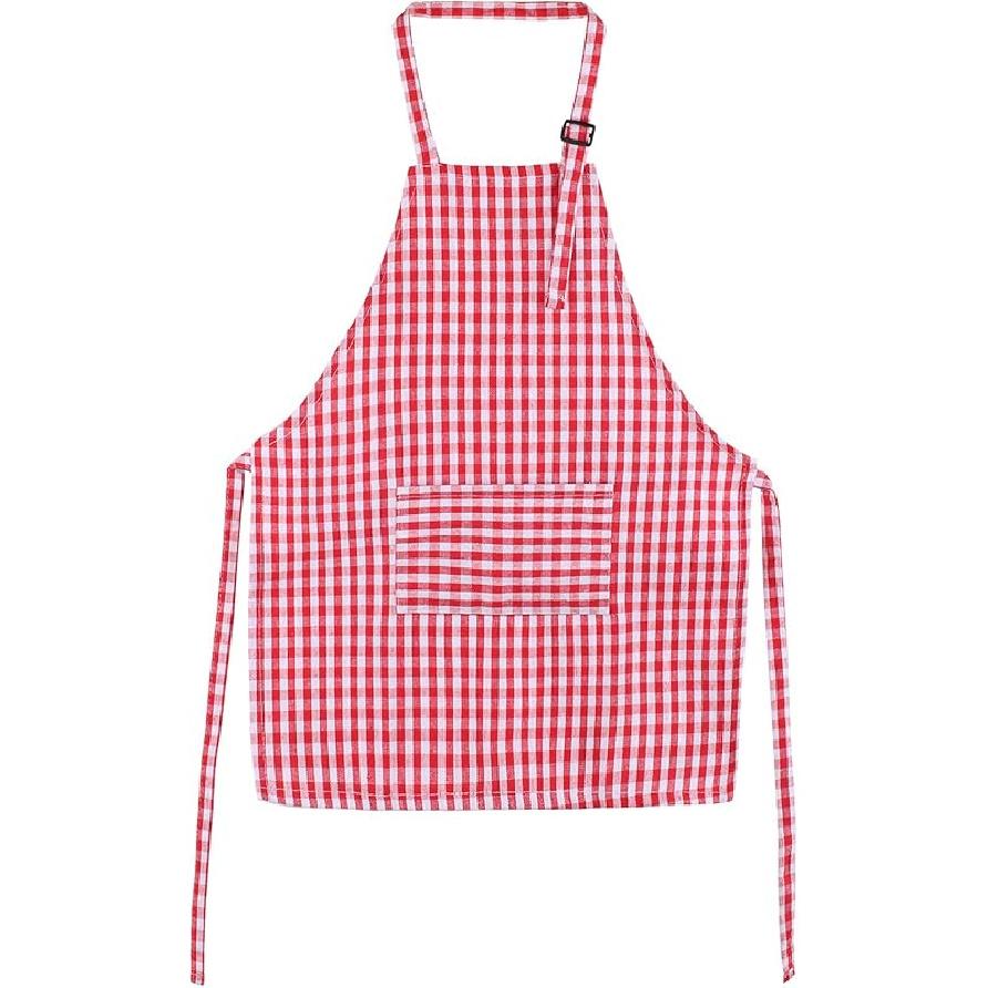 Jennice House Kids Aprons - Children's Artists Pure Cotton Gingham Apron With Pocket and Adjustable Neck Strap, Painting and Baby Chef Party Apron