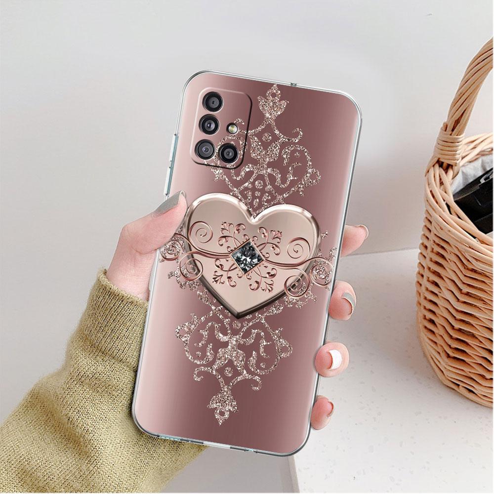 Clear Case For Samsung Galaxy A52 A12 A51 A32 A21s A71 A32 A22 50 A70 A31 A72 5G Phone Cover Love Bow