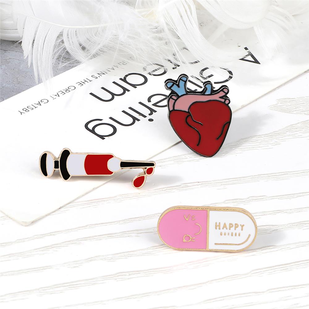 2-4pcs/set Creative Medical Pins Needle Stethoscope Heart Organ Brooch for Nurse Doctor Bag Lapel Badges Jewelry Gifts Wholesale