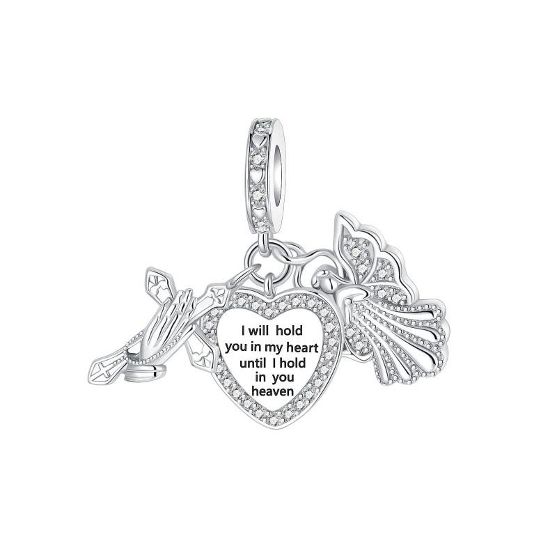 Sparkling Birthstone Charms Copper Heart Mom Key Pendant Bead Fit Original Necklace Bracelet Women Jewelry Diy Gift