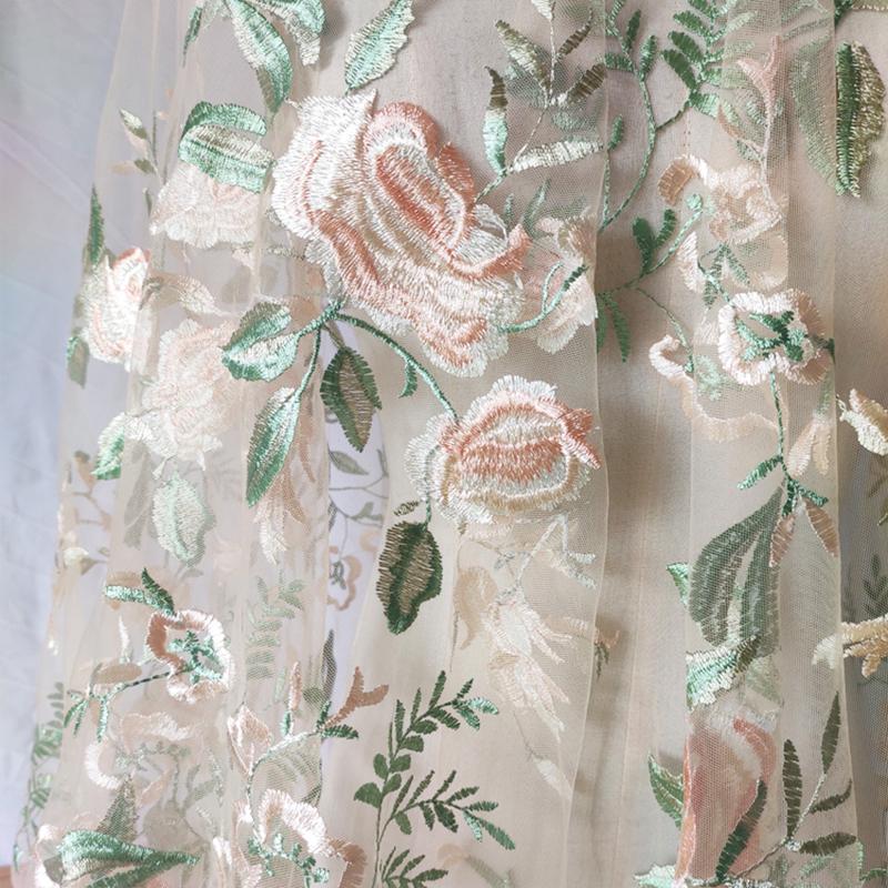 

Нежная цветочная вышивка кружевная сетчатая ткань мягкая марля цветы роза тюль кружевная ткань для самостоятельного шитья одежды свадебное платье 100x130cm