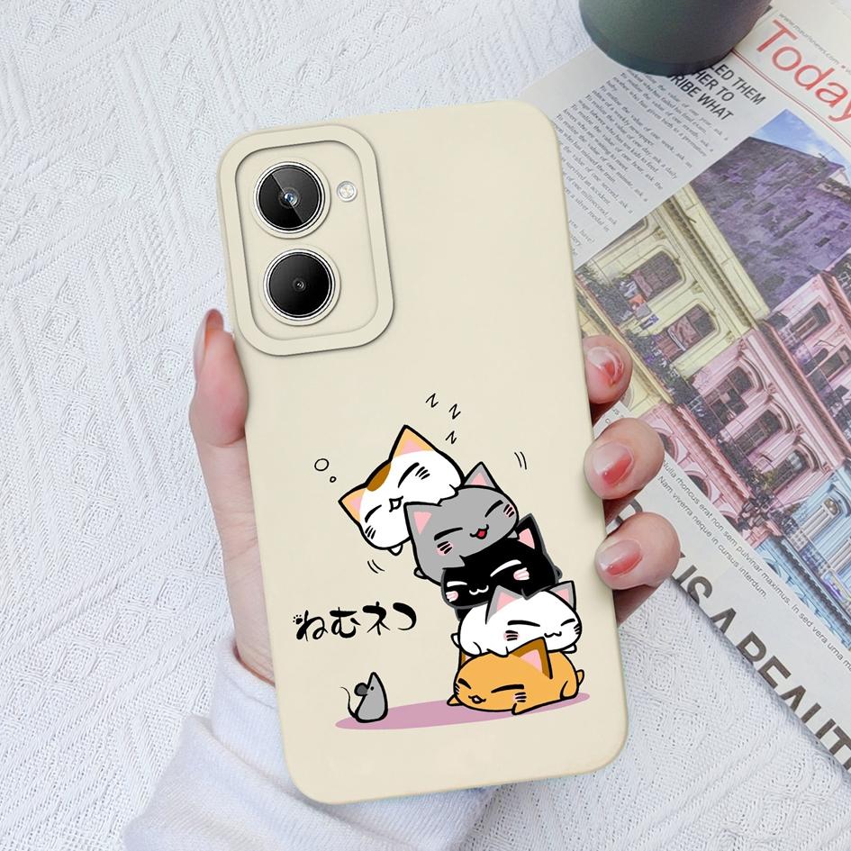 Für Realme 9 10 Pro+ Plus 5 6 7 8 Pro Fall Abdeckung Nette Katze Schutzhülle Platz Flüssigkeit Weiche Silikon stoßstange Für OPPO Realme 2 5i 6i 8i 9i Fundas Coque