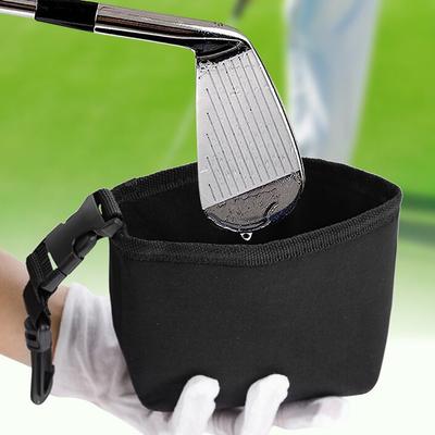 Bolsa de limpieza para palos de golf y pelotas, portátil, con clip desmontable, forro polar