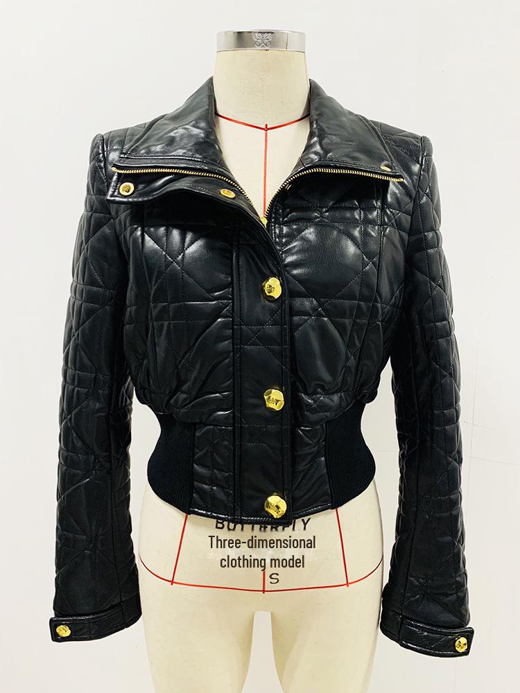 

Кожаная куртка для мотоцикла в европейском и американском стиле Slim-Fit в стиле знаменитостей 2025 L чёрный