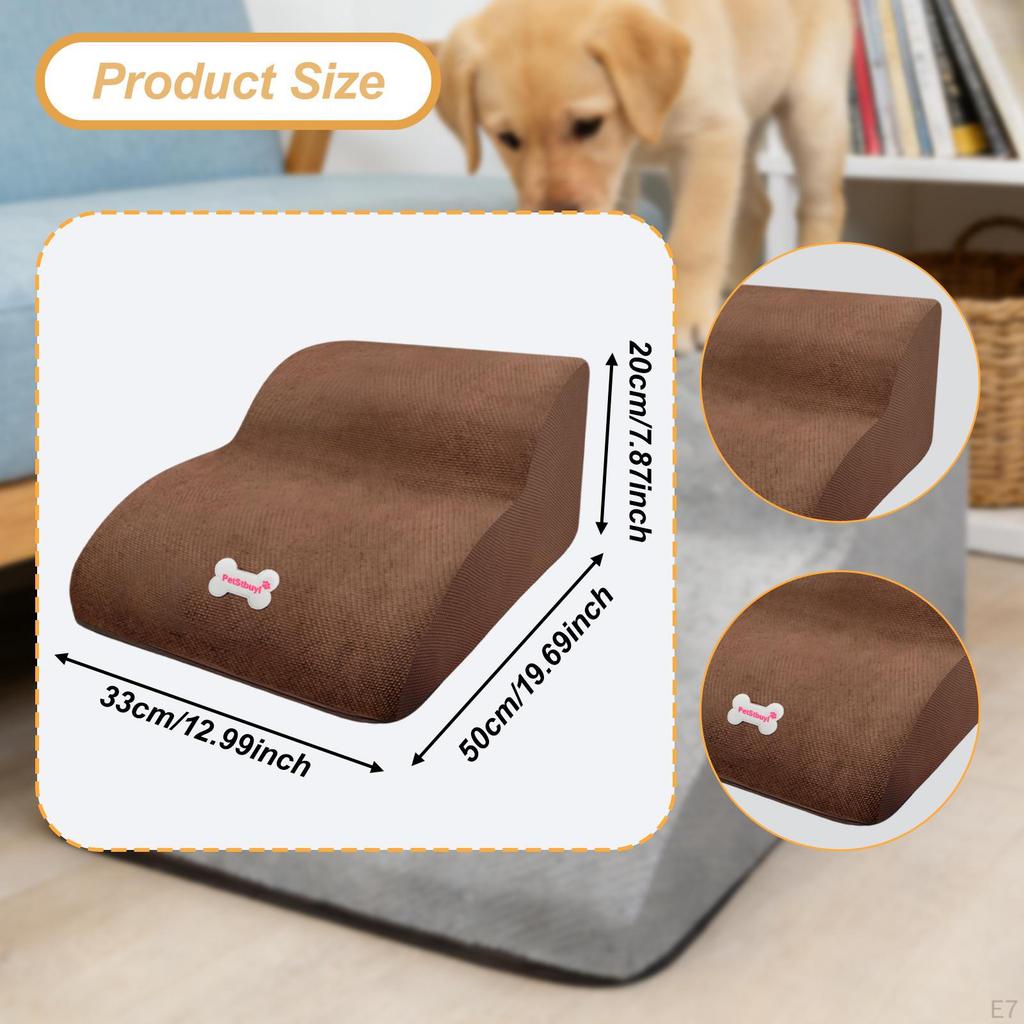 2 Step Dog Stairs Ramp Non Slip Bottom Washable Puppy Couch Ladder Multipurpose for Puppy, Car
