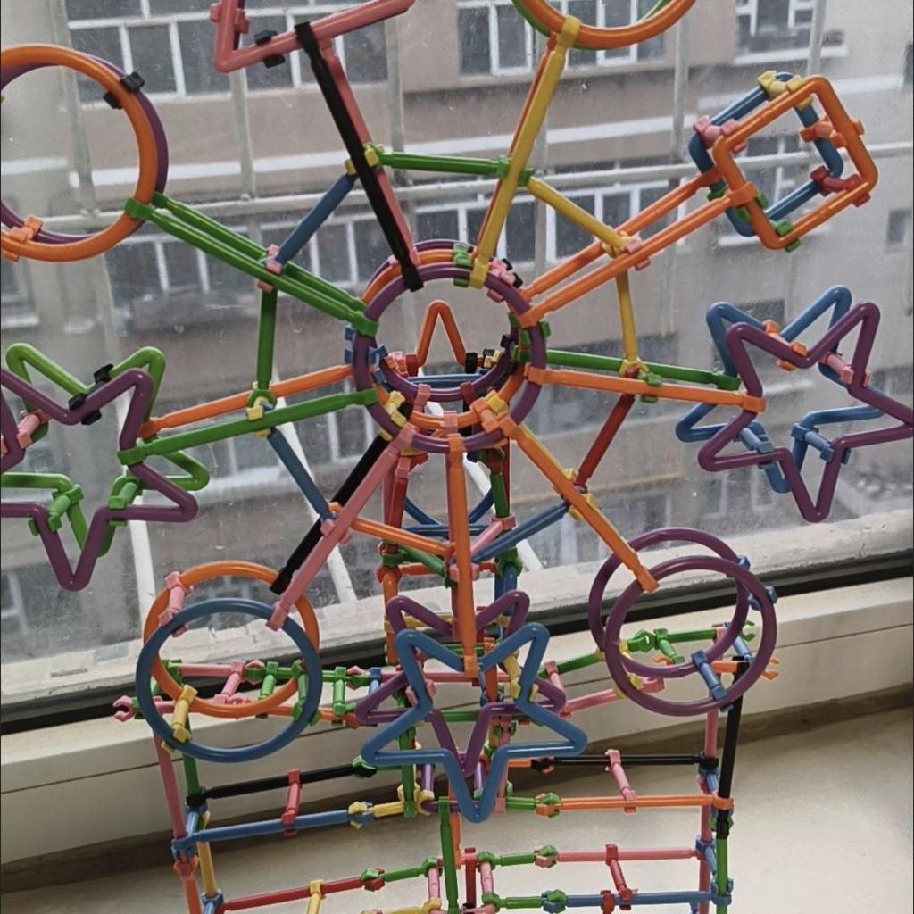 Kids DIY Straw Building Blocks, STEM Educational Magic Sticks, Creative Interlocking Construction Toys for Toddlers