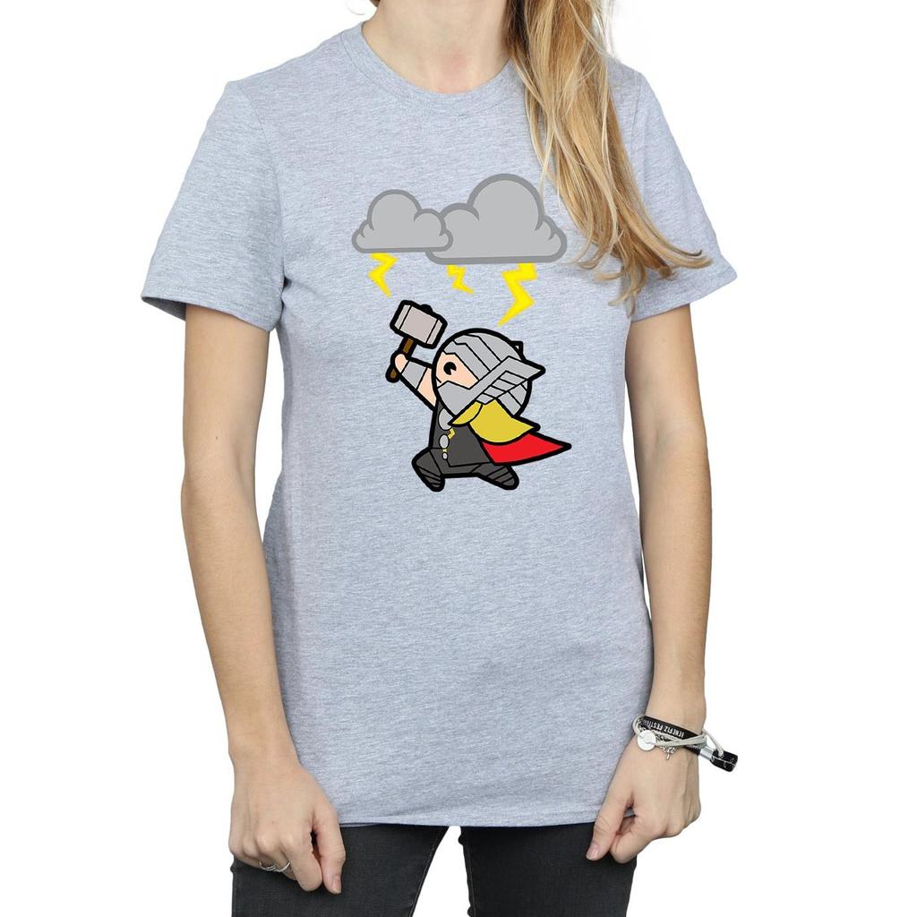 Marvel Womens/Ladies Kawaii Thor God Of Thunder Cotton Boyfriend T-Shirt