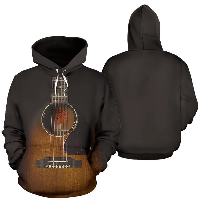 Men Hoodie Guitar Instrument 3D Printed Graphic Pullover Spring Autumn Fashion Harajuku Long Sleeve Streetwear Men Tops