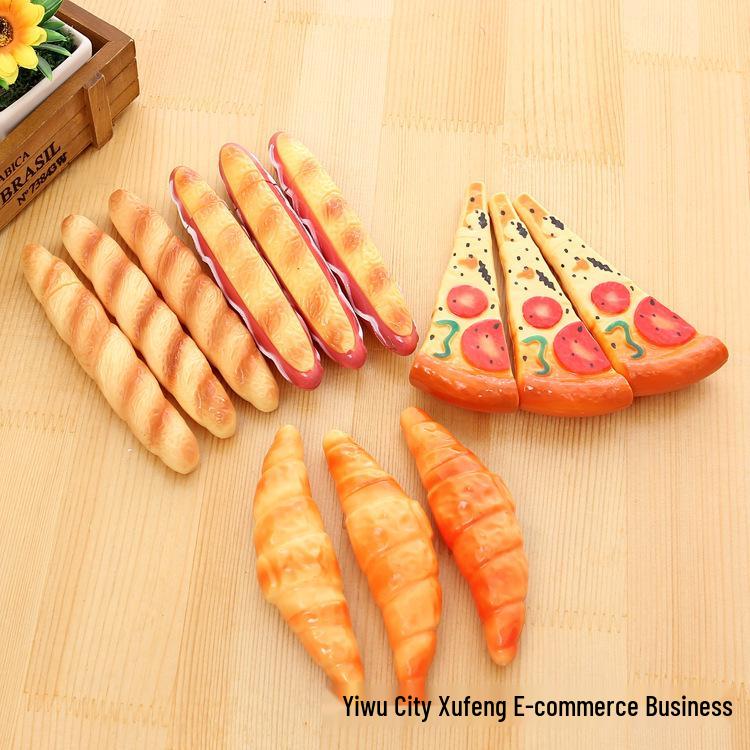 Creative Pizza and Hot Dog Bun Shaped Ballpoint Pen with Refrigerator Magnet - Student Gift Neutral Pen
