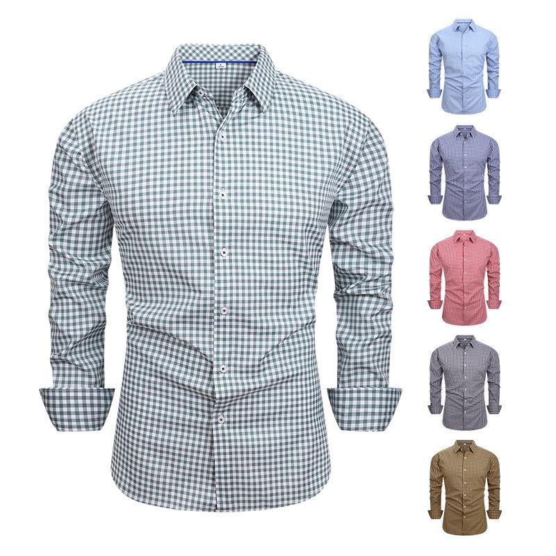 

Men s Black White Gingham Check Long Sleeve Button Shirt - Casual Cotton Shirt 3XL