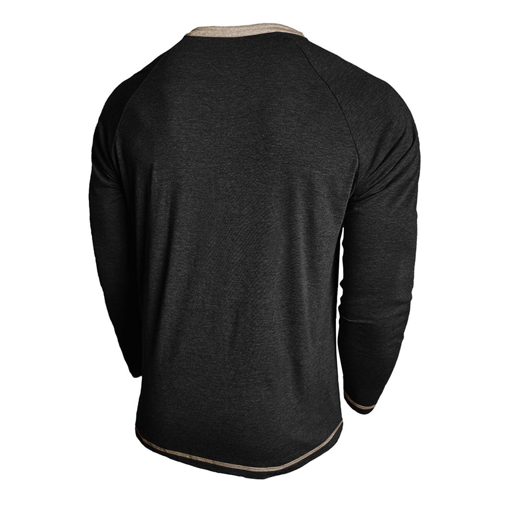 Men'S Button Up Long Sleeved Fashionable Casual Sports Top