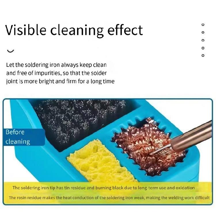 Solder Waste Management Box 3In1 Soldering Tip Cleaner Tin Dross Collection Box Copper Wire Steel Brush Silicone Holder