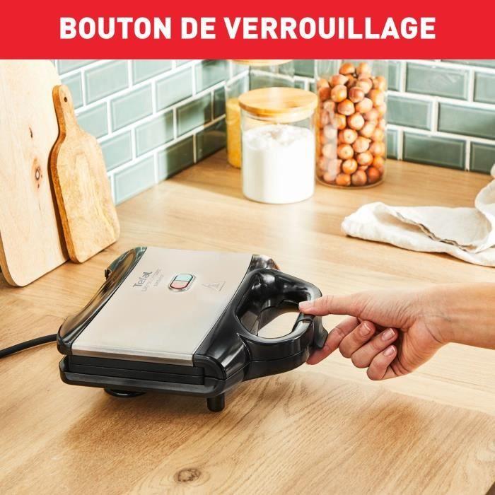 TEFAL Croque-monsieur, Revêtement Antiadhésif, Verrouillage Sécurité, Poignée Thermorésistante SM155212
