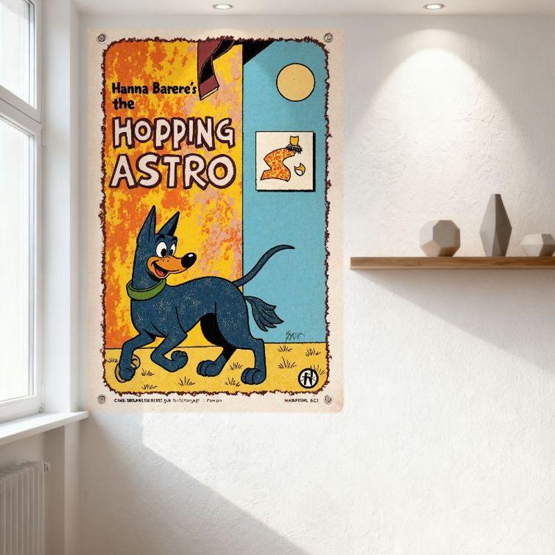Vintage Hanna Barere's der Hüpfende Astro Zeichentrick Blechschild 1960er-70er Jahre Stil Metall Wanddeko für Heimbar Pub 8x12 Zoll Retro Ästhetik