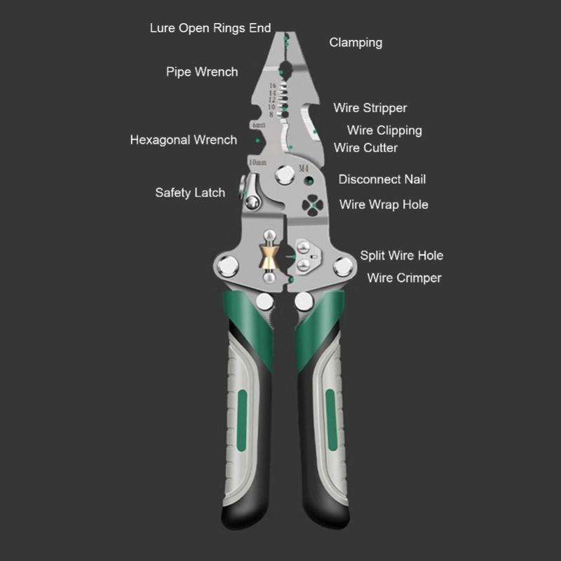 16 In 1 Foldable Wire Stripper Multifunctional Wire Stripping Plier Cable Cutter Crimper Tool For Electrical Connectors