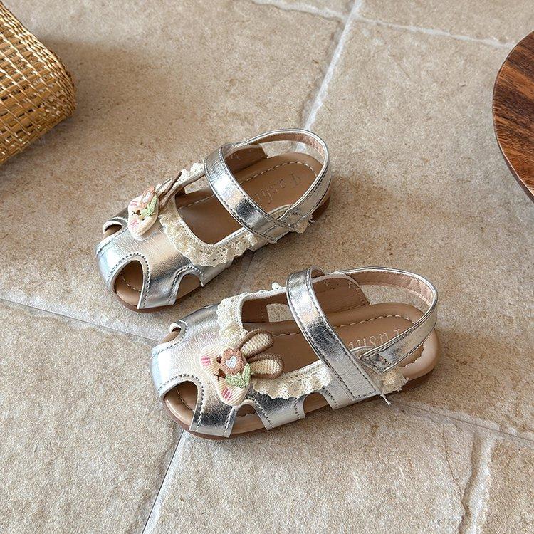 

Summer Princess Sandals For Girls Korean Trend Fashion Girl s Sandal Anti-slippery Soft-soled Leather Footwear For Kids 30