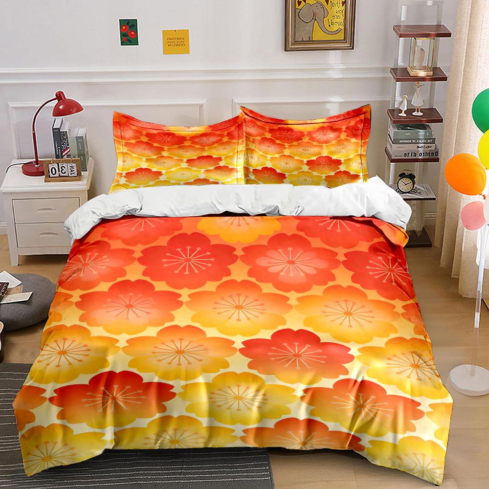 Orange and Yellow Flowers. Bedding Sets Duvet Cover Sets Duvet Covers Pillowcases(1 * Duvet Cover 2 * Pillowcases Without Duvet Insert)