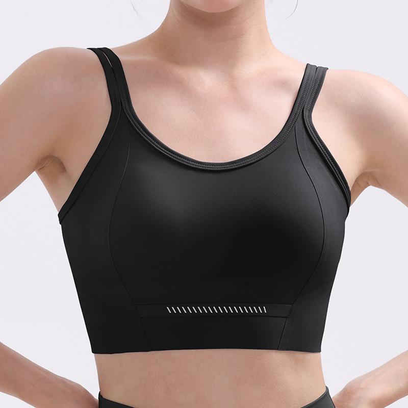 

Регулируемый спортивный бюстгальтер с амортизацией для фитнеса для женщин - Камисоль с фиксированной чашкой XL (57-64 kg) чёрный