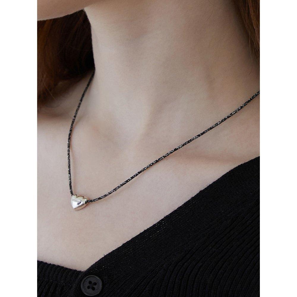 (925 Silver) Plump Heart String Necklace Nz2099