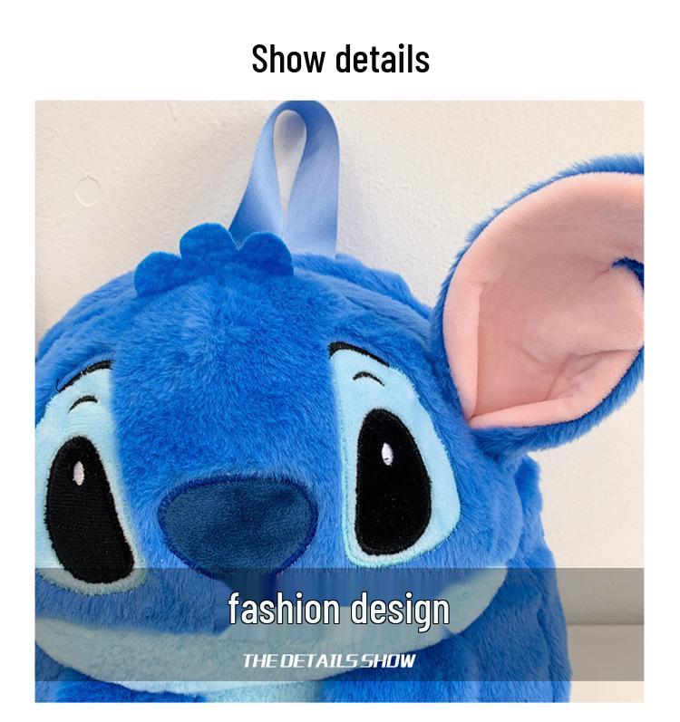 Stitch Cartoon Plush Doll Backpack - Cute & Fluffy Bag for Girls