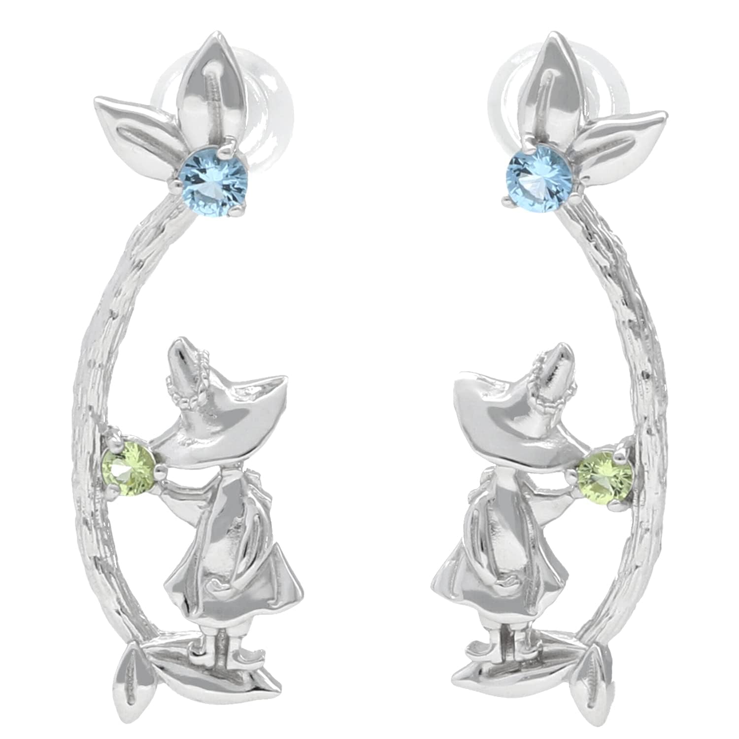 

[Shinjuku Gin no Kura] Moomin Snufkin Back-Style Stud Earrings (2-Piece Set) for Women, Silver 925, Official Character Merchandise
