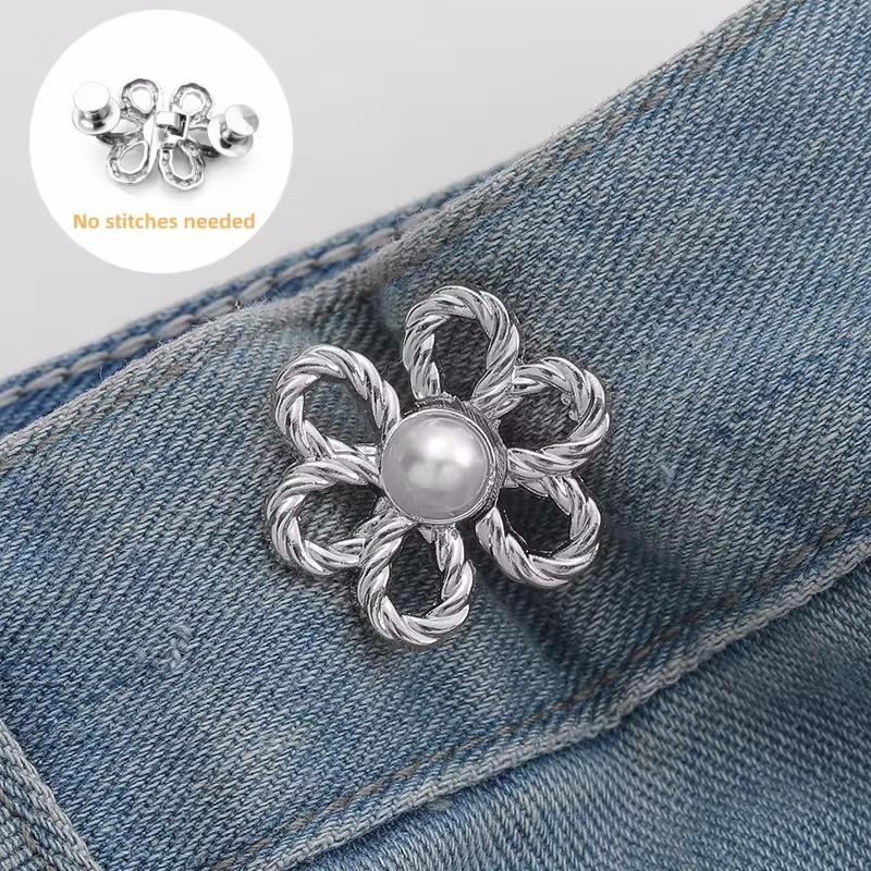 Waist Metal Flower Invisibility Decoration Couple Buckles Pants Skirts Size Change From Large To Small Adjustable Tighten