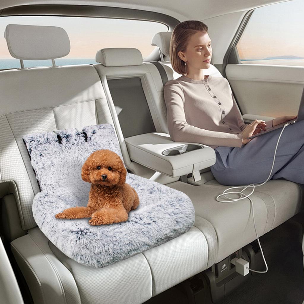 Removable Washable Cushion with Safety Belt Non-slip Dogs Travel Bed Soft Plush Dog Seat for Small & Medium Pets