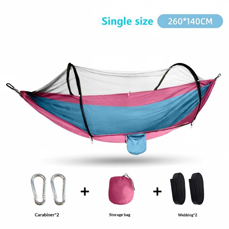 2-In-1 Camping Hammock with Mosquito Net Automatic All Season Suitable Portable Outdoor Hanging Bed for Camping Travel