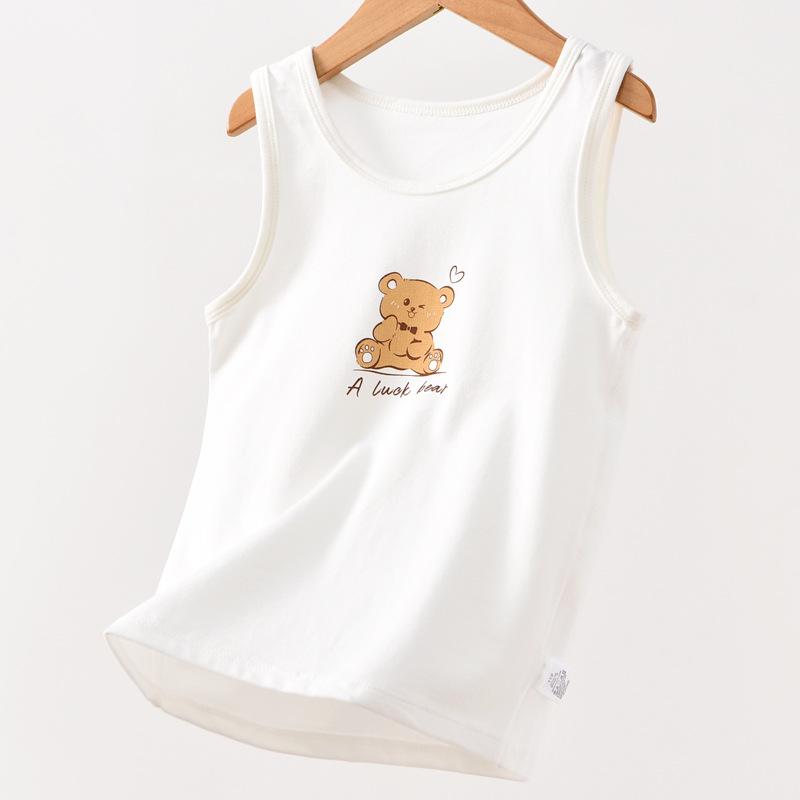 Traceless cotton children's vest summer new boys and girls baby suspender sleeveless boneless backing thin pajamas tide