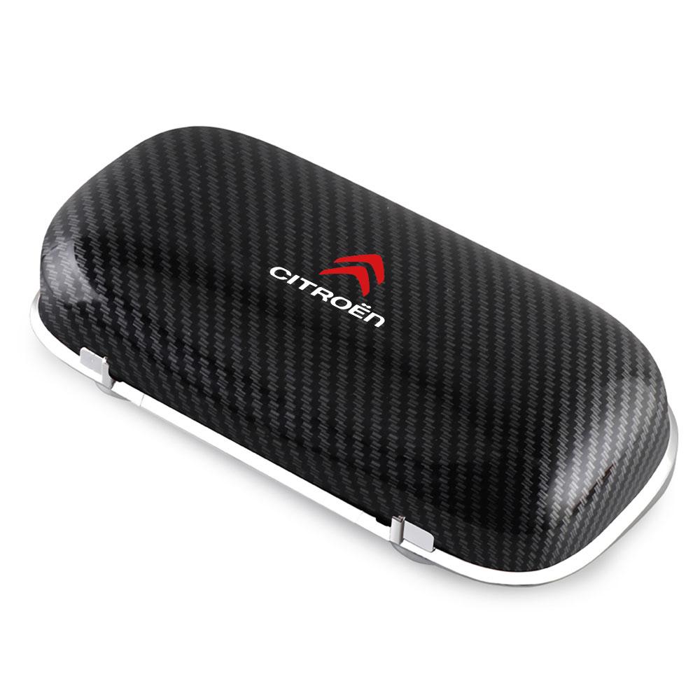 AJFJ2 1pc Car Visor Sunglasses Glasses Holder Clip Box Hub Cap Accessories For Citroen C1 C3 C4 Grand Picasso C4L C5 C6 VTS C-ELYSEE