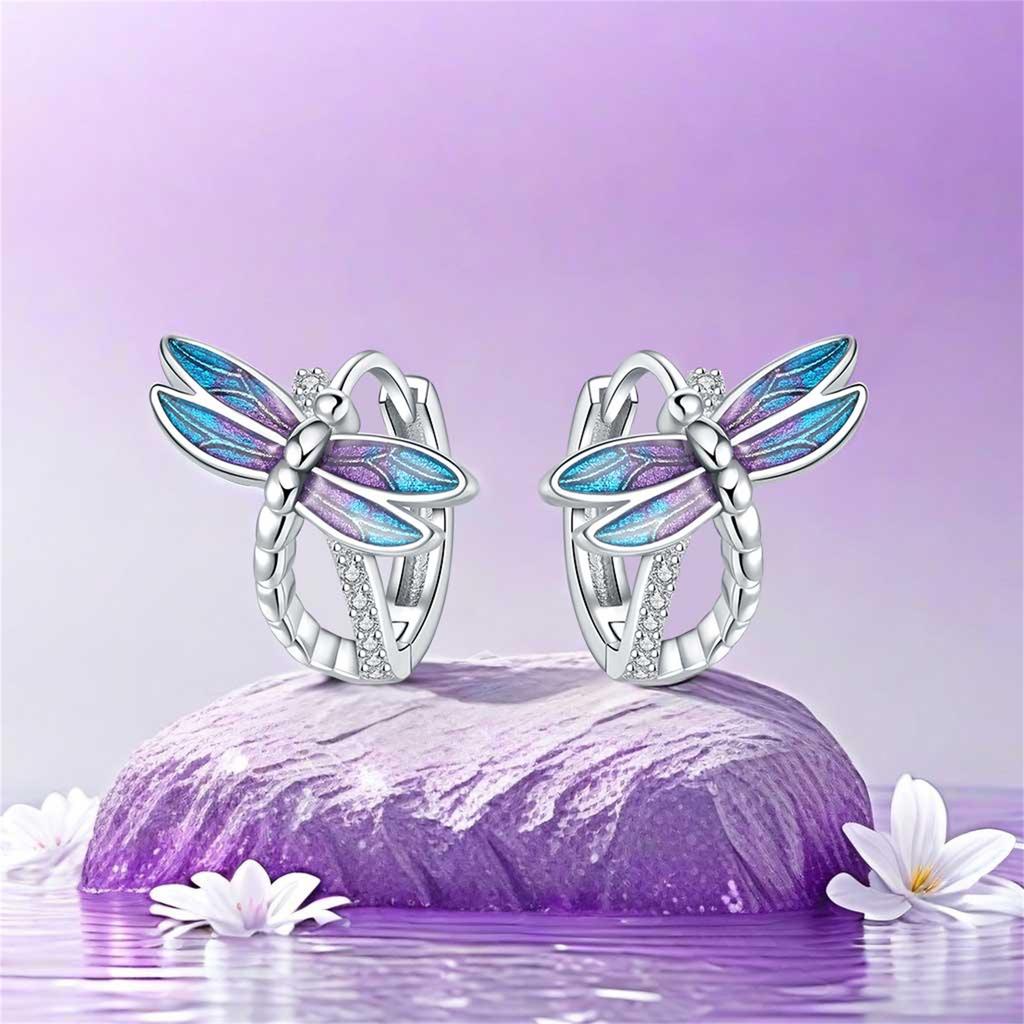 925 Silver Exquisite Dragonfly Earrings Jewelry Versatile Hoop Earrings For Women Jewelry Fine Birthday Party Gifts