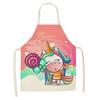 1Pcs Kitchen Apron Cartoon Unicorn Music Printed Cotton Linen Aprons for Women Men Cooking Accessories Delantal Cocina Mujer