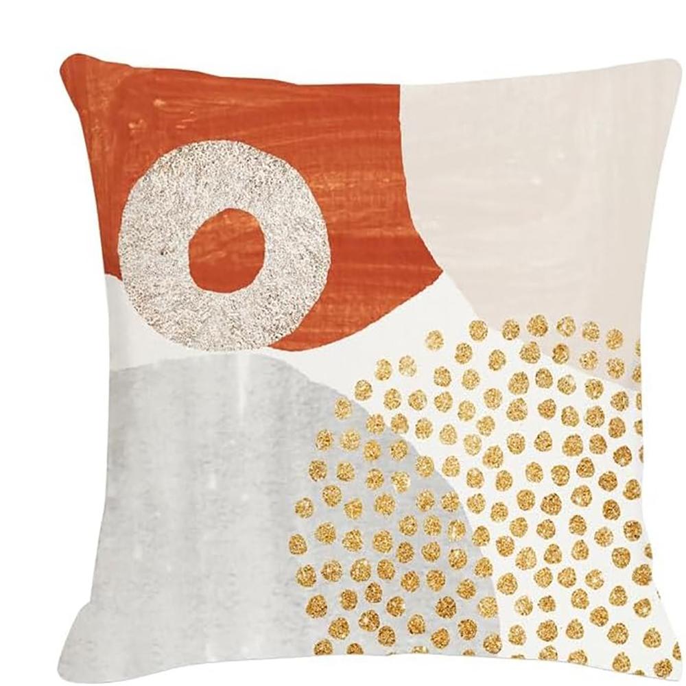 

Orange and Gold Elegant Fashion Modern Style Pillowcase Bedroom Sofa Decorative Cushion Cover with Zipper 16x16Inch