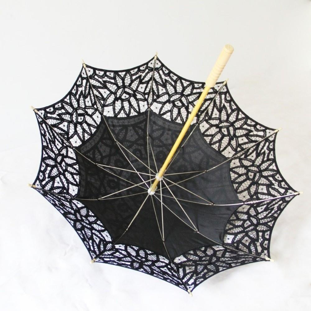 Handgefertigter Brautschirm Baumwoll-Sonnenschirm Spitzen-Schirm für Hochzeit Outdoor Sonne