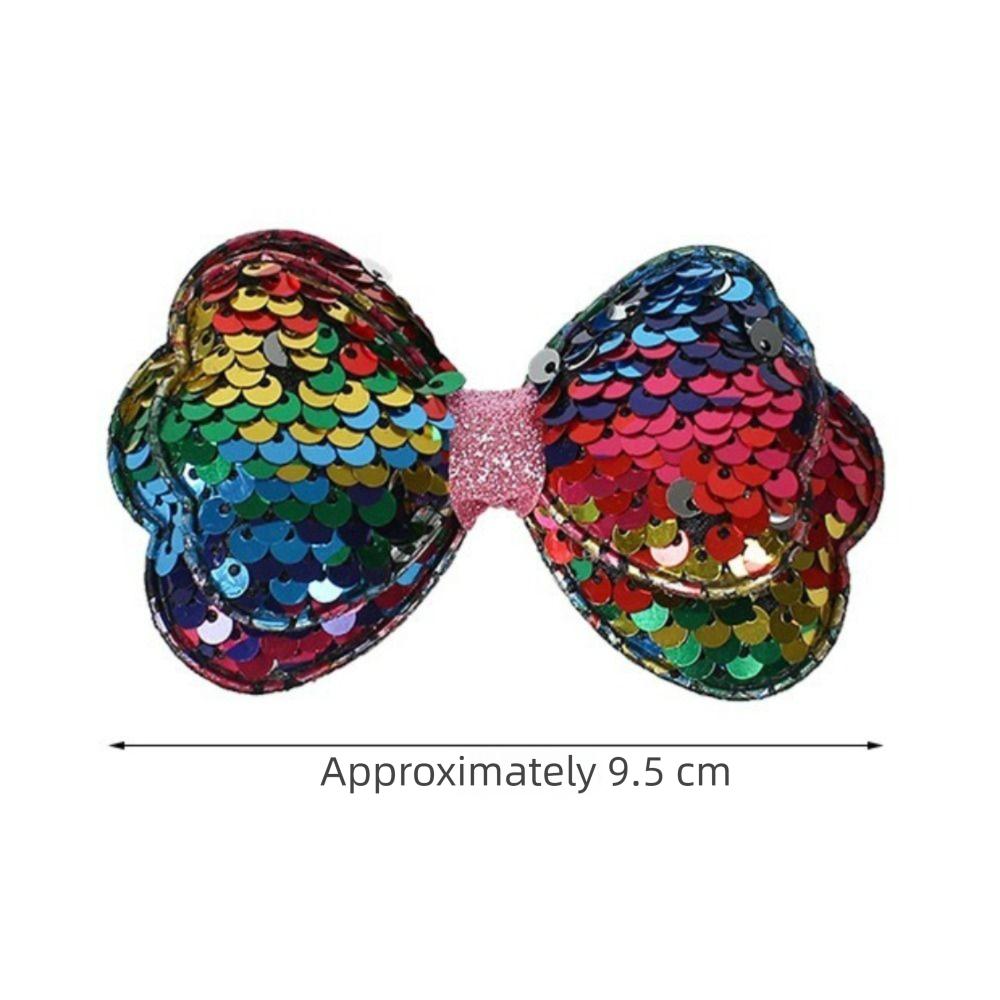 5PCS Double Sequin Bow Sequin Hair Clips Long Gradient Color Princess Hairpin  Children Headwear